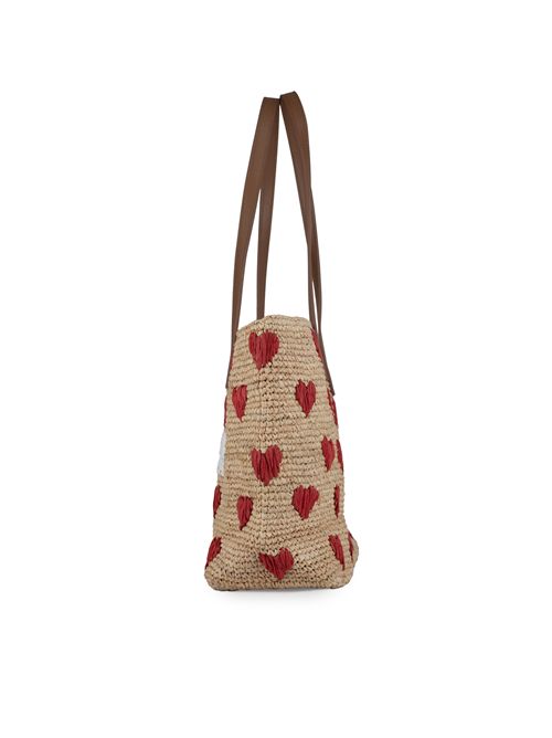 Borsa Raffia City Mid Hearts Mc2 Saint Barth | RAFFIA CITY MID01327H 1141 HEARTS EMB